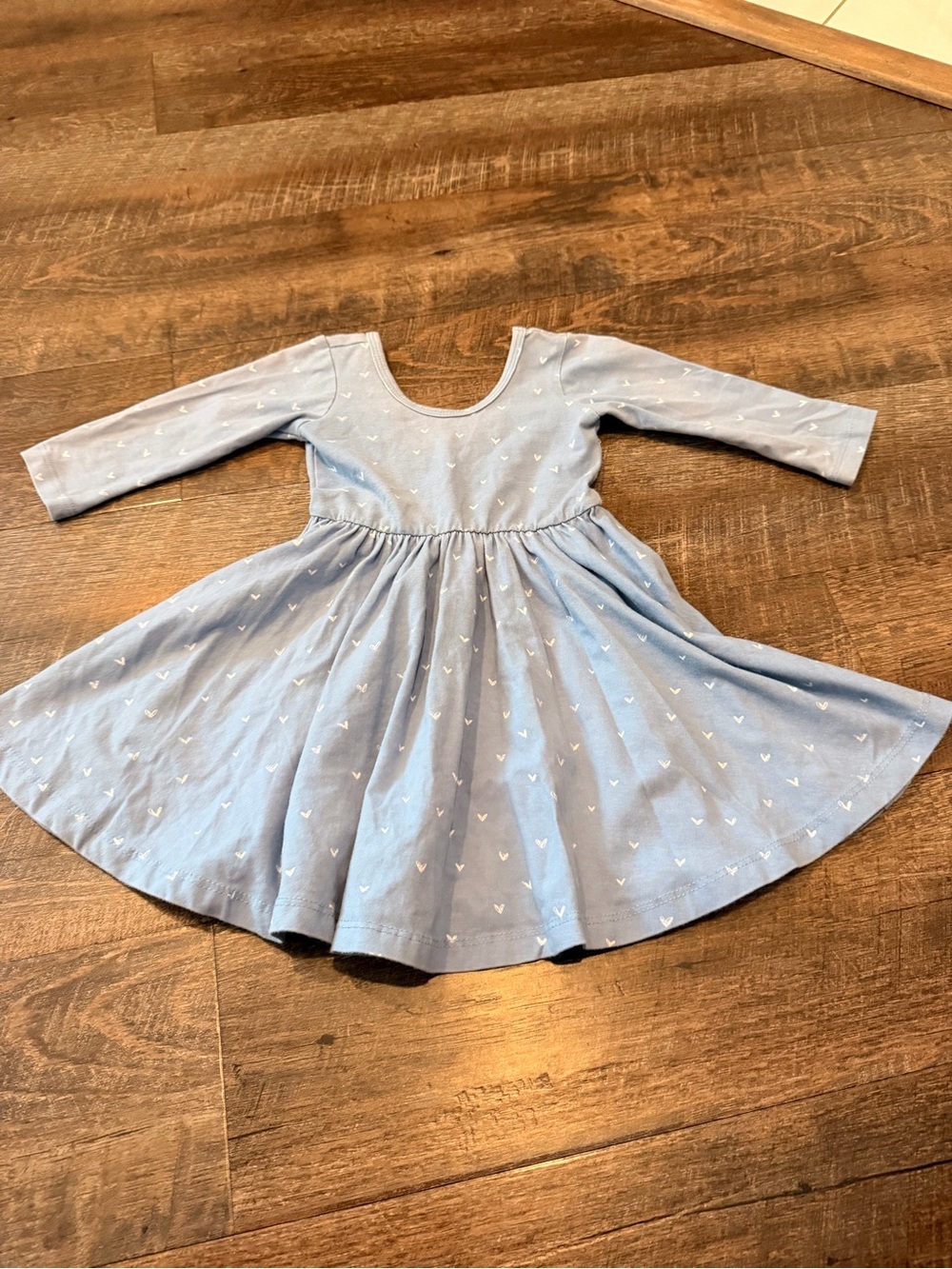 Alice + Ames Blue Heart Print Twirl Dress Girls Size 2T Long Sleeve